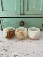 3 onyx borrel glazen, eierdopjes, waxinelichthouders, Antiek en Kunst, Ophalen of Verzenden