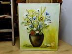 Prachtig olieverf schilderij zomer bloemen in vaas vintage, Ophalen of Verzenden