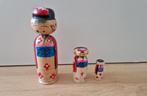 Kokeshi Japanse vintage retro poppen hout bobblehead 3 stuks, Ophalen of Verzenden