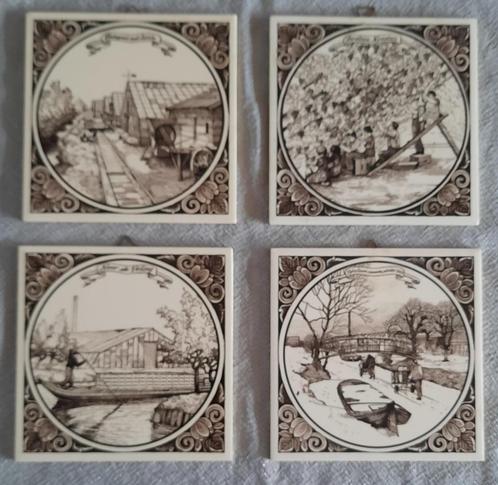 4X Tegel met Westlandse geschiedenis rond 1960., Antiek en Kunst, Antiek | Wandborden en Tegels, Ophalen of Verzenden