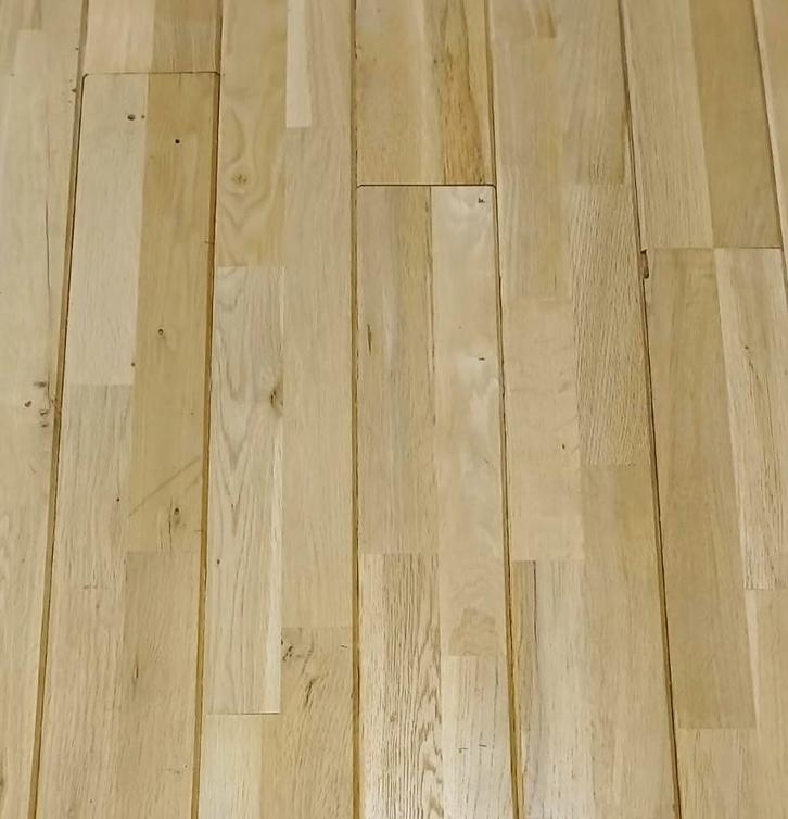 Massief eiken parketvloer / Ruim 28 m2, Doe-het-zelf en Verbouw, Vloerdelen en Plavuizen, Gebruikt, Parket, Hout, 50 tot 150 cm