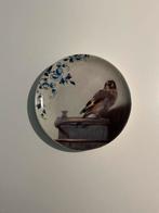 Heinen Delfts Blauw bordje  met Vogel diameter 21cm, Ophalen of Verzenden, Zo goed als nieuw