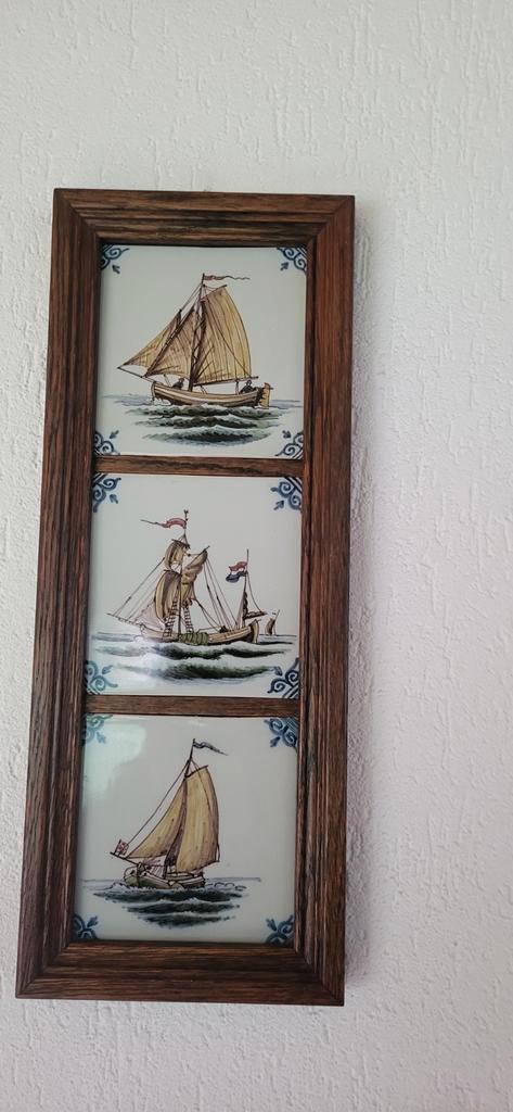 Makkum Tegel Tableau met Schepen, Antiek en Kunst, Antiek | Wandborden en Tegels, Ophalen of Verzenden
