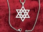 Israëls Davidster hanger en lange ketting, Ophalen of Verzenden, Nieuw, Zilver, Overige materialen