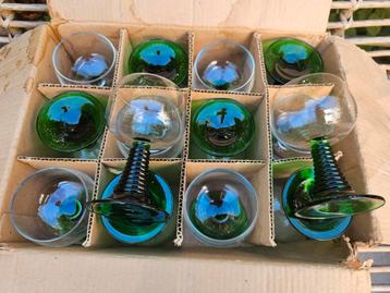 Vintage wijnglas Luminarc roemer swirl groene voet 14x0,2L beschikbaar voor biedingen