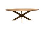 Eettafel Ovaal Hardhout Gebleekt Houten Poot 200x100, Ophalen, 100 tot 150 cm, Vijf personen of meer, Ovaal