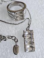 Maat 17 - ESPRIT zilveren (925) set ZIRKONIA; ring + ketting, Ophalen, Met edelsteen, Zo goed als nieuw, 17 tot 18