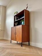 Vintage wandmeubel simpla lux teak hout jaren 50/60/70, Ophalen, 100 tot 150 cm, Minder dan 150 cm, Metaal