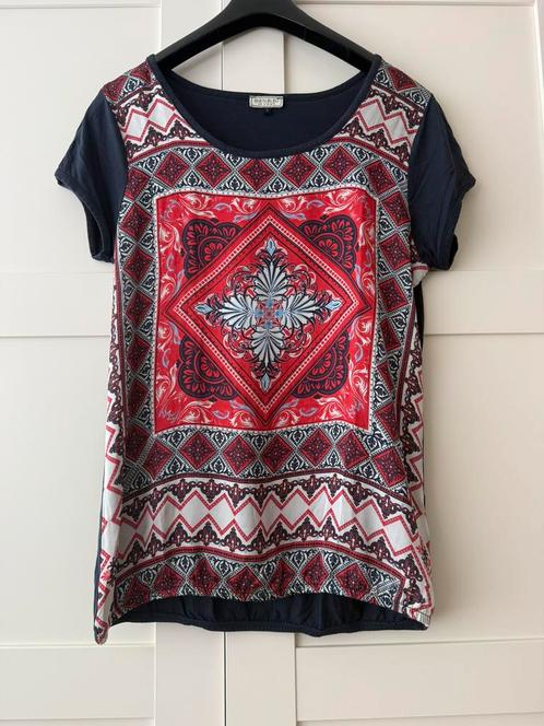 Bien Bleu korte mouw t-shirt met leuke print, Kleding | Dames, T-shirts, Zo goed als nieuw, Maat 36 (S), Blauw, Korte mouw, Ophalen of Verzenden