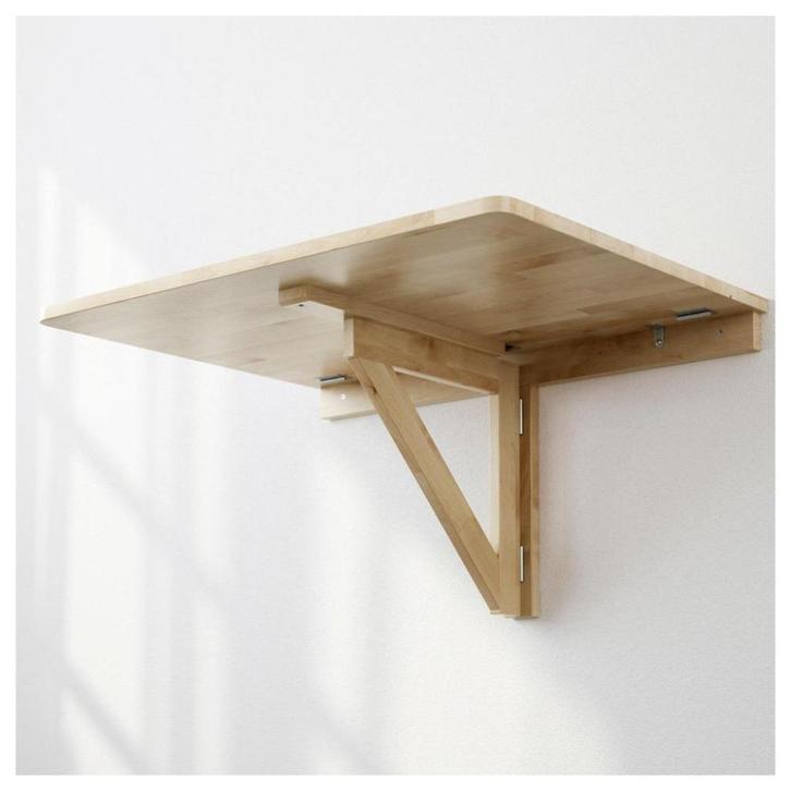 Handige wegklaptafel  -  berk - 79x59 cm - muurmontage, Huis en Inrichting, Tafels | Bijzettafels, Gebruikt, Rechthoekig, 60 cm of meer