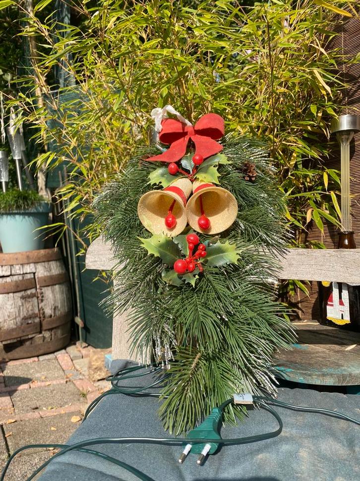 Vintage kerstdeco kersttak 8 lampjes deurdecoratie kerst, Diversen, Kerst, Gebruikt, Ophalen of Verzenden