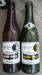 Om 1940 - 1950 Bierkrat Bierfles HENRI MAES "De Halve Maan", Verzamelen, Biermerken, Ophalen of Verzenden, Gebruikt, Flesje(s)