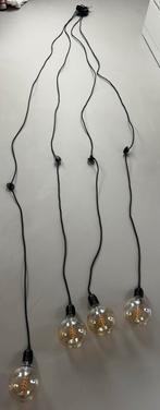 Moderne hanglamp met 4 lampen, naar wens inkorten/ophangen, Ophalen of Verzenden, Zo goed als nieuw, Metaal, Modern