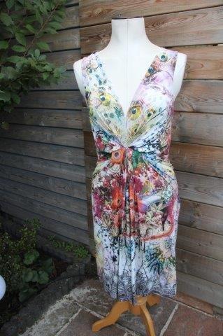 Jurk gekleurd pauw Etoile du Monde mt 3 (M) Vaste prijs OPR, Kleding | Dames, Jurken, Zo goed als nieuw, Maat 38/40 (M), Overige kleuren