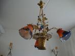 Oude Franse Messing Mand Hanglamp Met Muller Freres Kappen, Antiek en Kunst, Ophalen