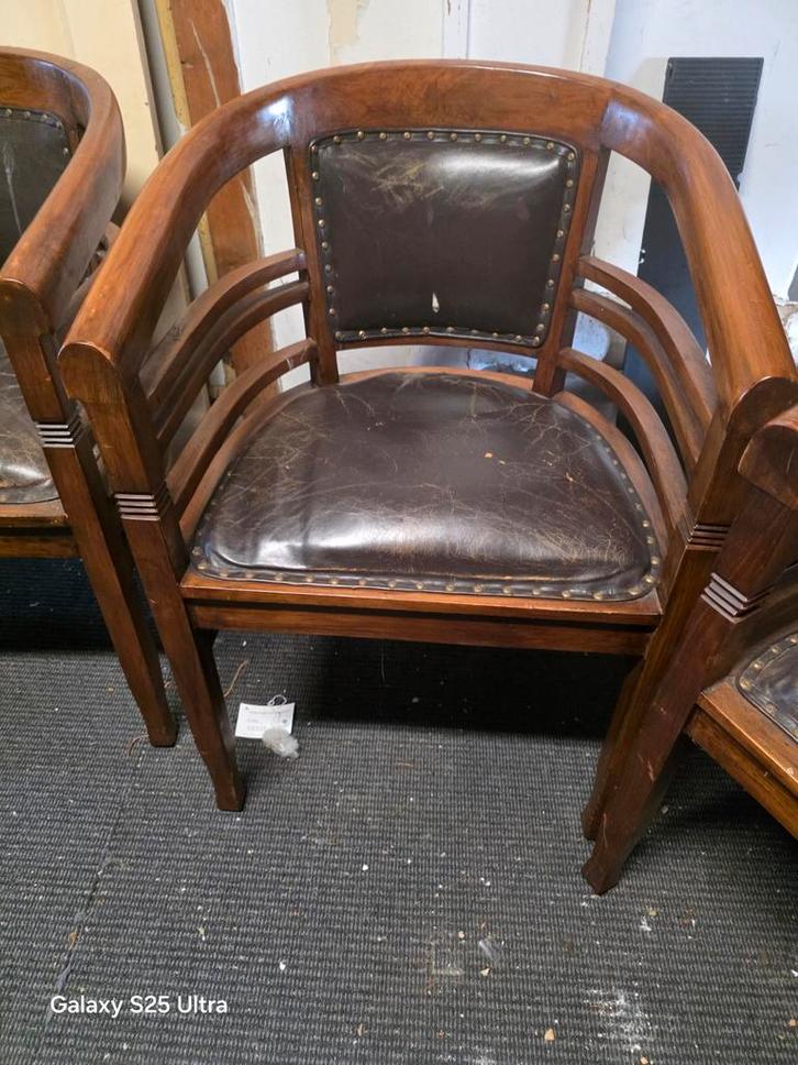 4 Captain Chairs met Gebruiksporen, Antiek en Kunst, Antiek | Meubels | Stoelen en Banken, Ophalen of Verzenden