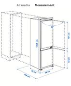 Ikea Inbouw Koel-Vriescombinatie - Zeer Goed!, 200 liter of meer, Zo goed als nieuw, 45 tot 60 cm, Met vriesvak