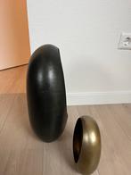 Set van 2 Ei Vormige Windlichten - Zwart & Goud, Zwart, Ophalen of Verzenden, Zo goed als nieuw, Metaal