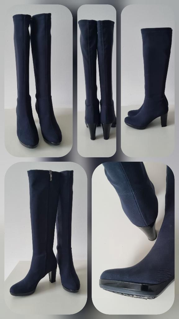 Rapisardi Donkerblauwe Stretch Laarzen Maat 38, Kleding | Dames, Schoenen, Zo goed als nieuw, Hoge laarzen, Blauw, Ophalen of Verzenden