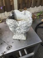 Grote witte  stenen bloempot, Tuin en Terras, Bloembakken en Plantenbakken, Steen, Gebruikt, Minder dan 60 cm, Vierkant