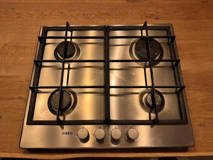 AEG HG654320NM gasfornuis, Witgoed en Apparatuur, Kookplaten, Gebruikt, Tussenbouw, Gas, 4 kookzones, Ophalen