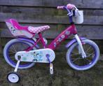 Leuke roze meisjes fiets met zijwielen en poppenzit 16 inch, 16 tot 20 inch, Gebruikt, Ophalen