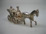 Zeldzaam zilver miniatuur paard met koets 1977, Antiek en Kunst, Verzenden, Zilver