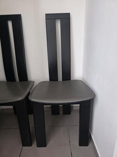 Pierre Constatini style zwarte high back eetkamerstoelen 80s, Huis en Inrichting, Stoelen, Zwart, Ophalen