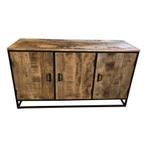 3-Deurs dressoir mangohout / metaal 145,5*45,5*82  Nieuw, Met deur(en), 100 tot 150 cm, -, -