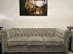 Luxe Velvet Chesterfield Bankstel – 3-zits & 2-zits, Ophalen, 75 tot 100 cm, Zo goed als nieuw, Rechte bank