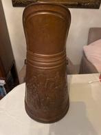 Antieke koperen kolenkit met barokreliëf – haardemmer / dec, Ophalen of Verzenden, Koper