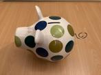 Gaaf Salt&Pepper Oink spaarpot (roomwit/blauw/groen/goud)., Verzamelen, Spaarpotten, Ophalen, Gebruikt, Steen, Aardewerk of Keramiek