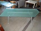 Glazen bureau op metalen onderstel, Gebruikt