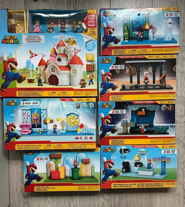 7x super mario speelset jakks, Kinderen en Baby's, Speelgoed | Actiefiguren, Zo goed als nieuw, Ophalen of Verzenden