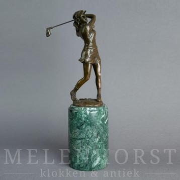 Bronzen beeld golfster, prachtige kwaliteit, 31 cm hoog beschikbaar voor biedingen