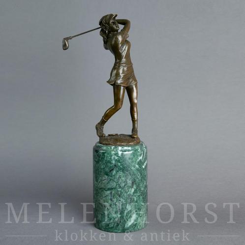 Bronzen beeld golfster, prachtige kwaliteit, 31 cm hoog, Antiek en Kunst, Kunst | Beelden en Houtsnijwerken, Ophalen of Verzenden