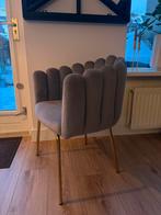 Grijze Velvet Kuipstoel met Gouden Pootjes, Huis en Inrichting, Stoelen, Ophalen, Zo goed als nieuw, Eén, Stof