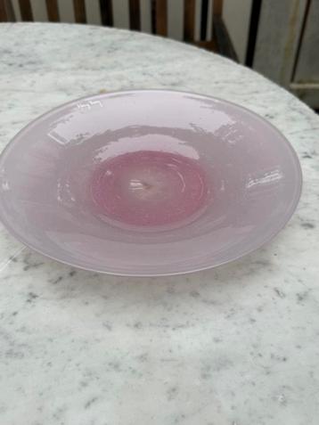 Glazen schaal, roze, Henry Dean, 28 cm beschikbaar voor biedingen