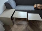 FERM LIVING 3 bijzettafels metaal taupe, Minder dan 55 cm, Metaal of Aluminium, Zo goed als nieuw, Rechthoekig
