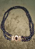 Vintage granaat collier met gouden sluiting 14 krt, Ophalen, Zo goed als nieuw, Rood, Goud