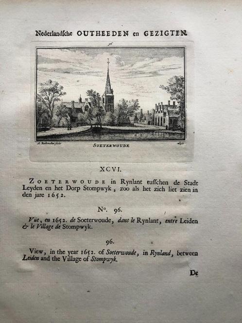 096 / Zoeterwoude Kopergravure 1731, Antiek en Kunst, Kunst | Etsen en Gravures, Ophalen of Verzenden