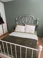 Wit ijzeren Leirvik bed, Ophalen, Wit, 140 cm, Zo goed als nieuw