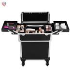 Professionele Make-up Koffer op Wielen, Sieraden, Tassen en Uiterlijk, Beautycases, Niet ingevuld, Verzenden, Zwart, Met spiegeltje(s)
