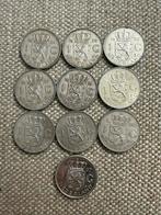 10x zilveren Nederlandse Guldens - 1 Gulden, 1 gulden, Koningin Juliana, Zilver, Ophalen of Verzenden