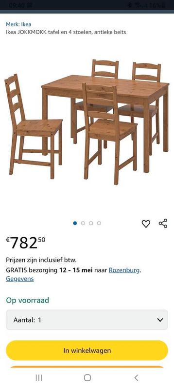 Eethoek Inc 4 stoelen Jokkmokk  beschikbaar voor biedingen