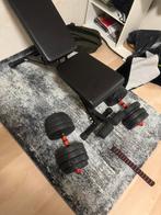 Fitnessbank + 40kg dumbbell/barbell set – verstelbaar, Ophalen, Zo goed als nieuw, Fitnessbank