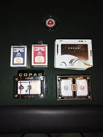 Diverse sets pokerkaarten (Copag, Kem) beschikbaar voor biedingen