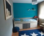 Steigerhoutenbed met 3 opberglades met wieltjes., Huis en Inrichting, Ophalen, Zo goed als nieuw, Eenpersoons