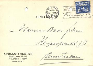 Apollo-Theater, Den Haag - 03.1939 - briefkaart - 1939 gesch