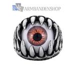 Div. ringen Harley Biker Skull Dragon Satan RVS zilver staal, Heer, Nieuw, Zilver, IJzer of Staal